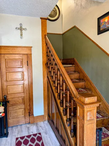 a room with gym equipment and a mirror