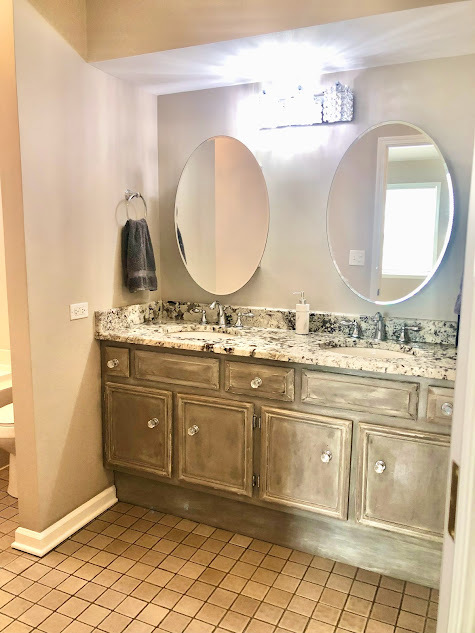 1603 Stonebridge Trail Wheaton, IL 60189 - Photo 28 of 33 a bathroom with a granite countertop sink a mirror and vanity