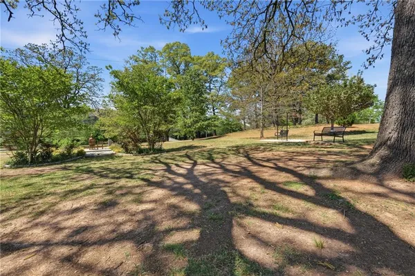 a view of a park with slide