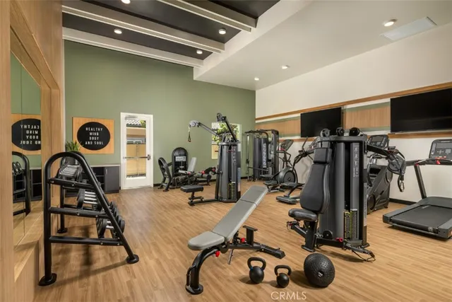 a view of a room with gym equipment