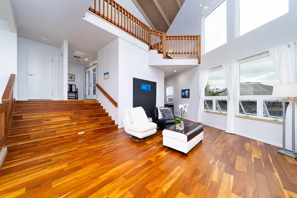 a view of an entryway with wooden floor and pool table