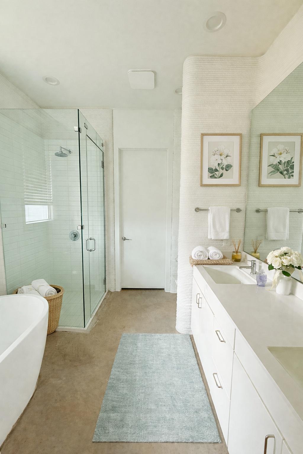 332 Blue Blaze Trail Georgetown, TX 78628 - Photo 11 of 16 Full bathroom with a stall shower, a freestanding bath, and double vanity