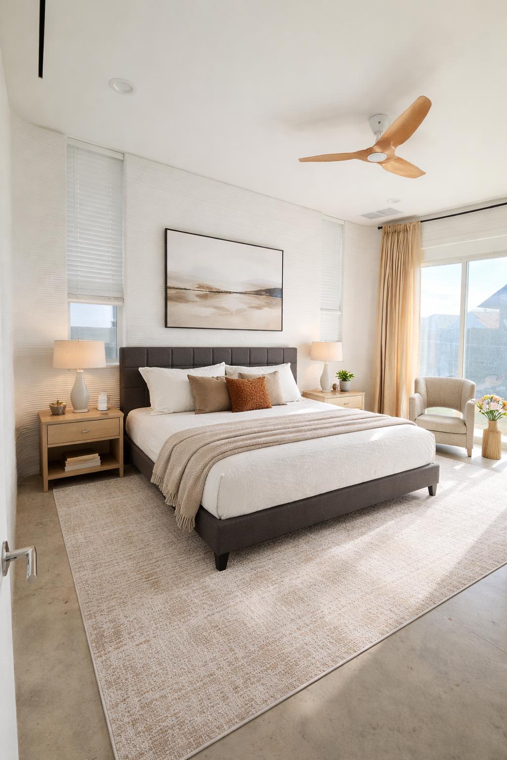 332 Blue Blaze Trail Georgetown, TX 78628 - Photo 10 of 16 Bedroom with concrete flooring and a ceiling fan