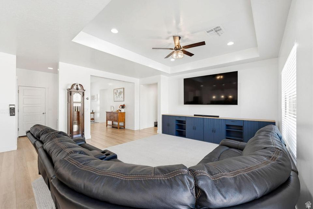 5963 Flattop Drive St. George, UT 84790 - Photo 9 of 45 Living space with a tray ceiling and recessed lighting