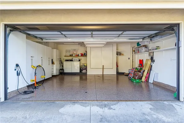 a view of a garage with furniture