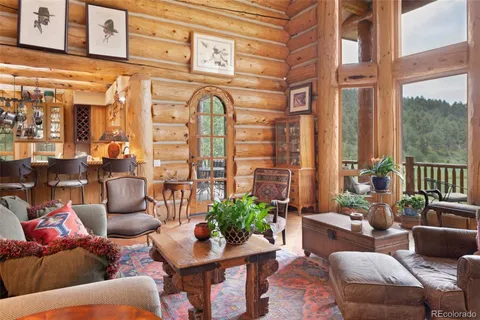 a outdoor view with a seating space