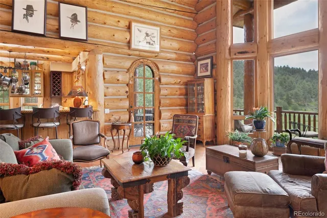 a outdoor view with a seating space