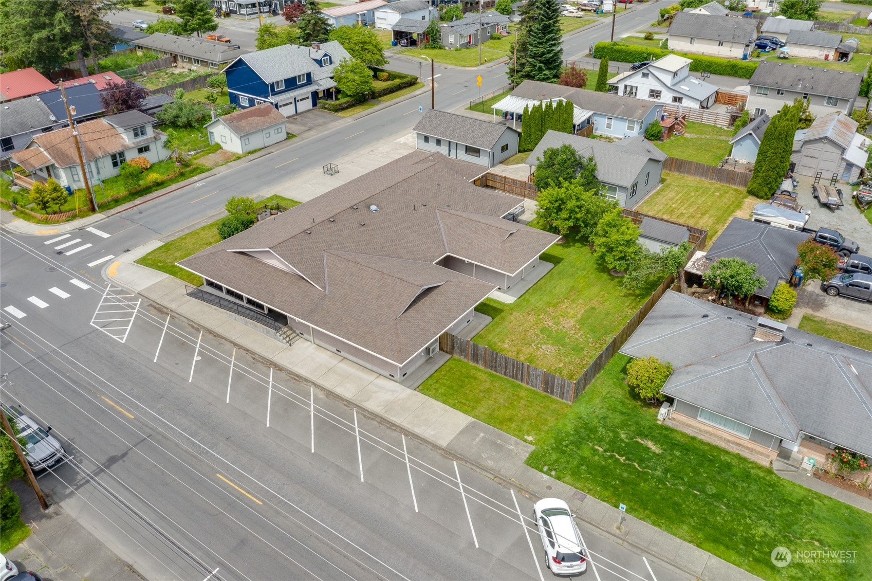 801 Main Street Sultan, WA 98294 - Photo 40 of 40 an aerial view of a house with a swimming pool