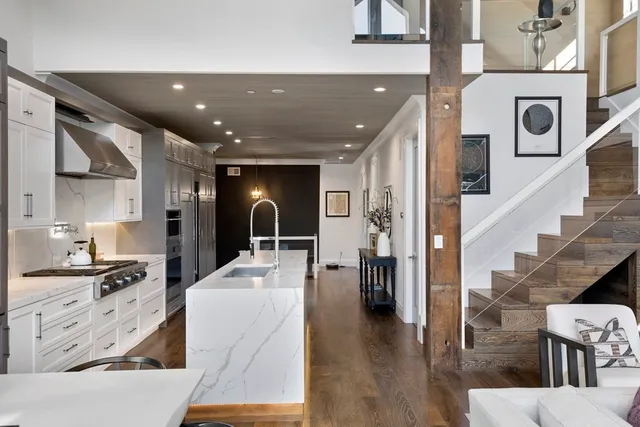 a lobby with furniture and entryway