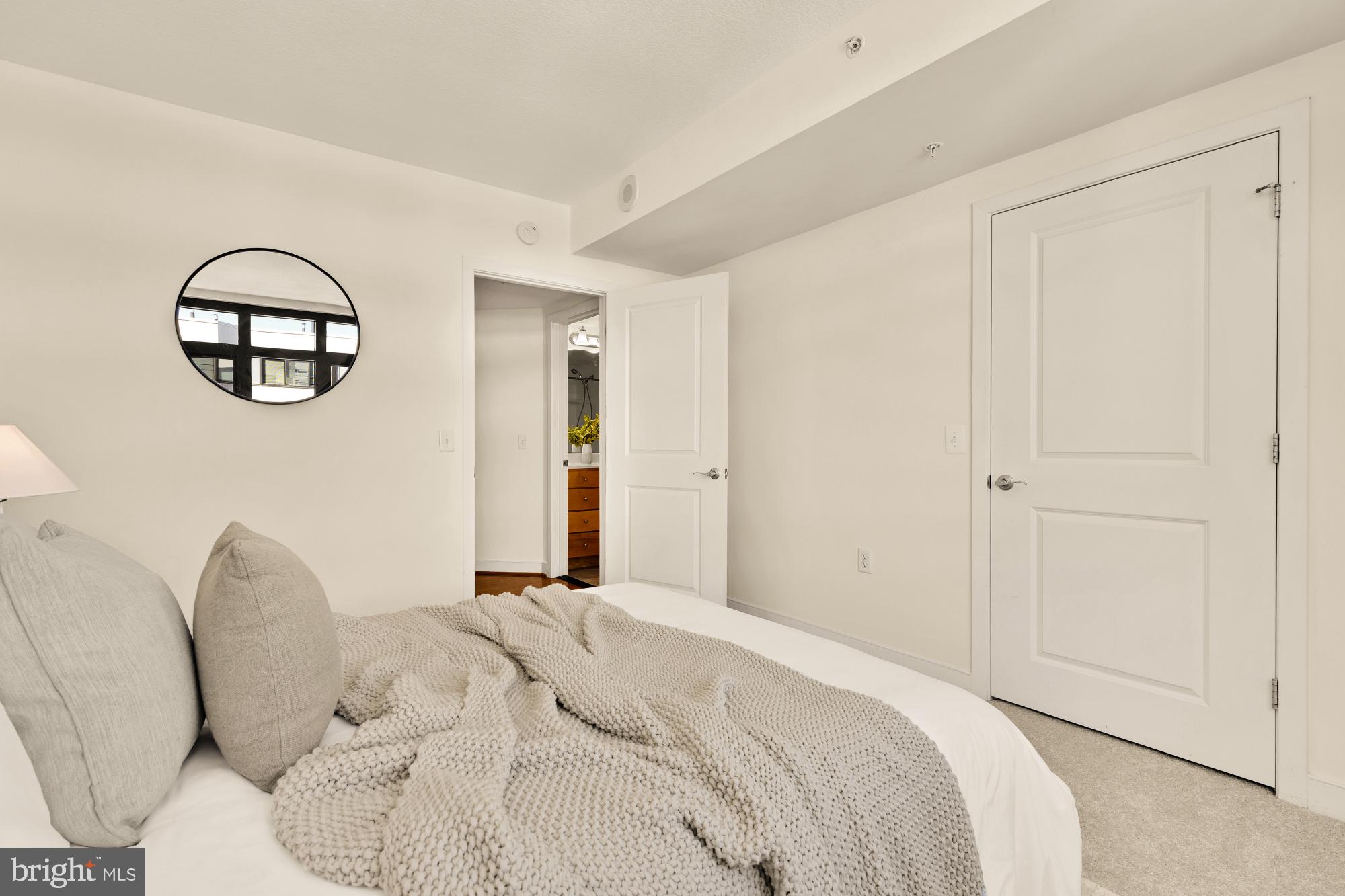 1117 10th Street Northwest, Unit 908 Washington, DC 20001 - Photo 11 of 19 a bedroom with a large bed and a chandelier