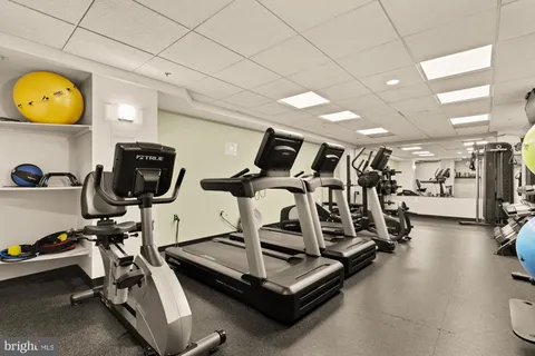 a view of a room with gym equipment