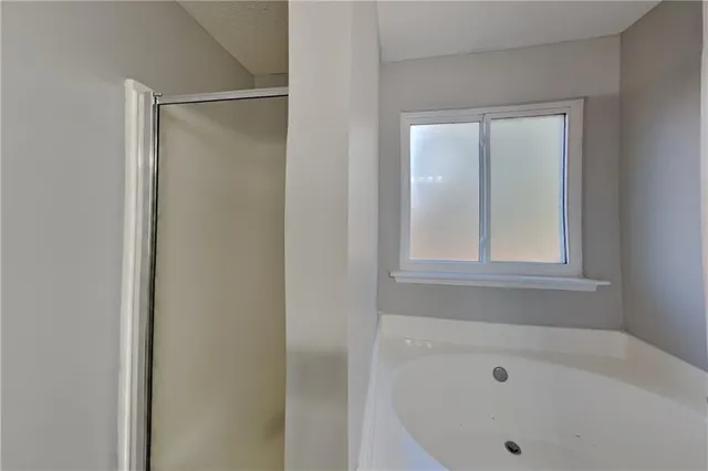 a bathroom with a tub