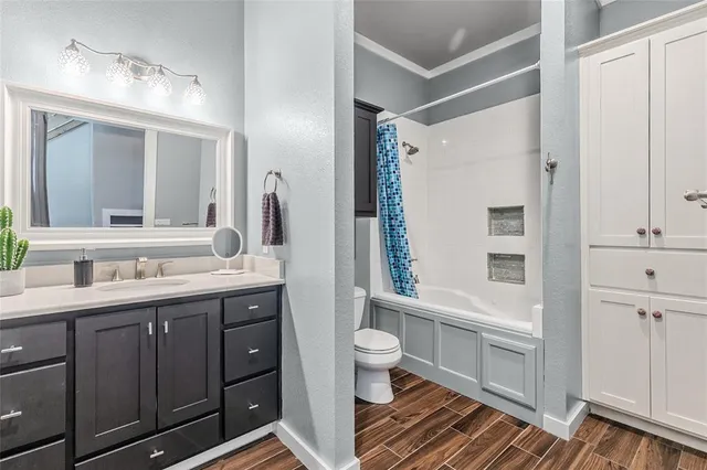 a bathroom with a toilet a sink and mirror