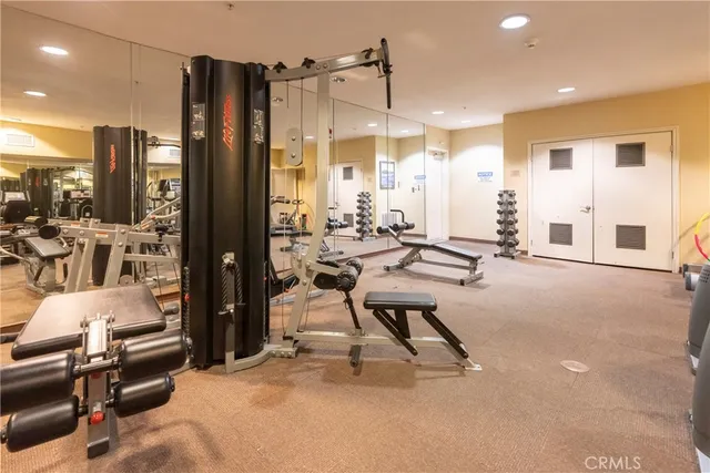 a view of a room with gym equipment