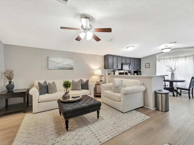 a living room with furniture