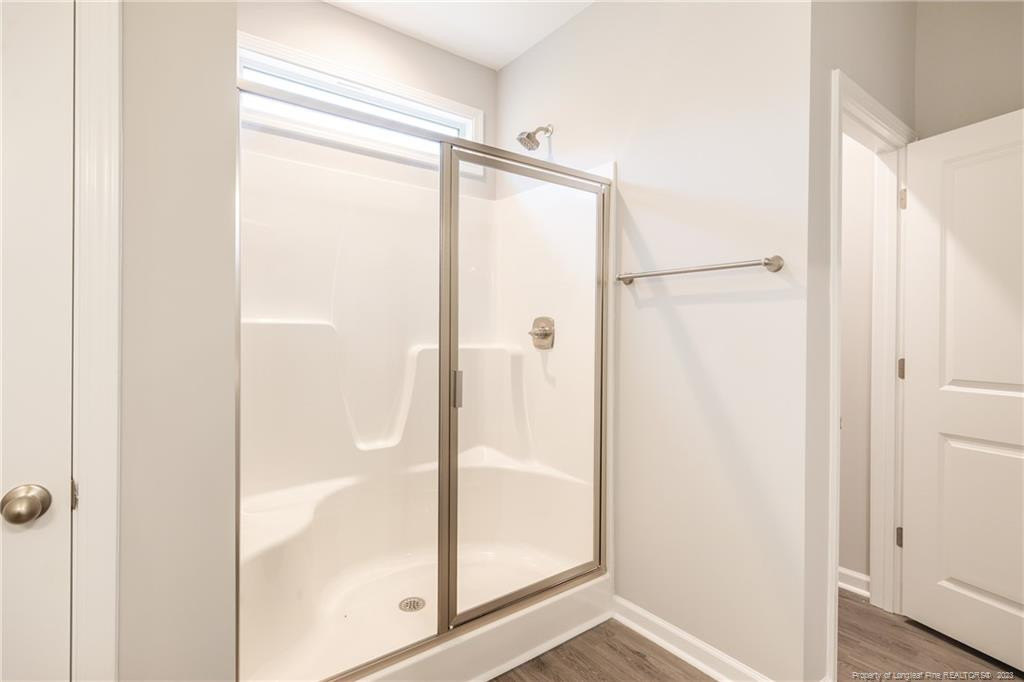 260 Carolina Church Road St. Pauls, NC 28384 - Photo 30 of 32 a bathroom with a glass shower door
