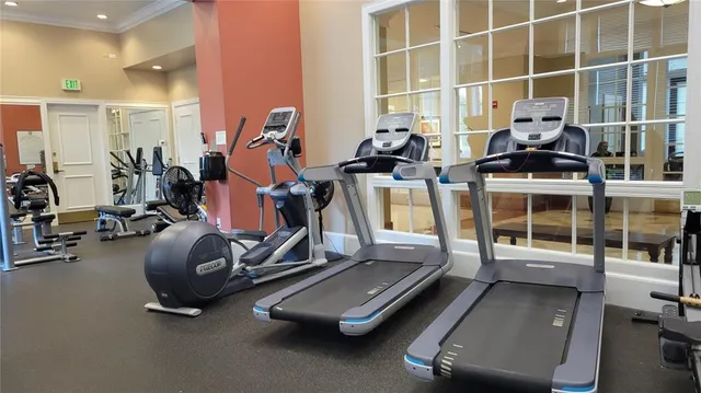 a room with gym equipment