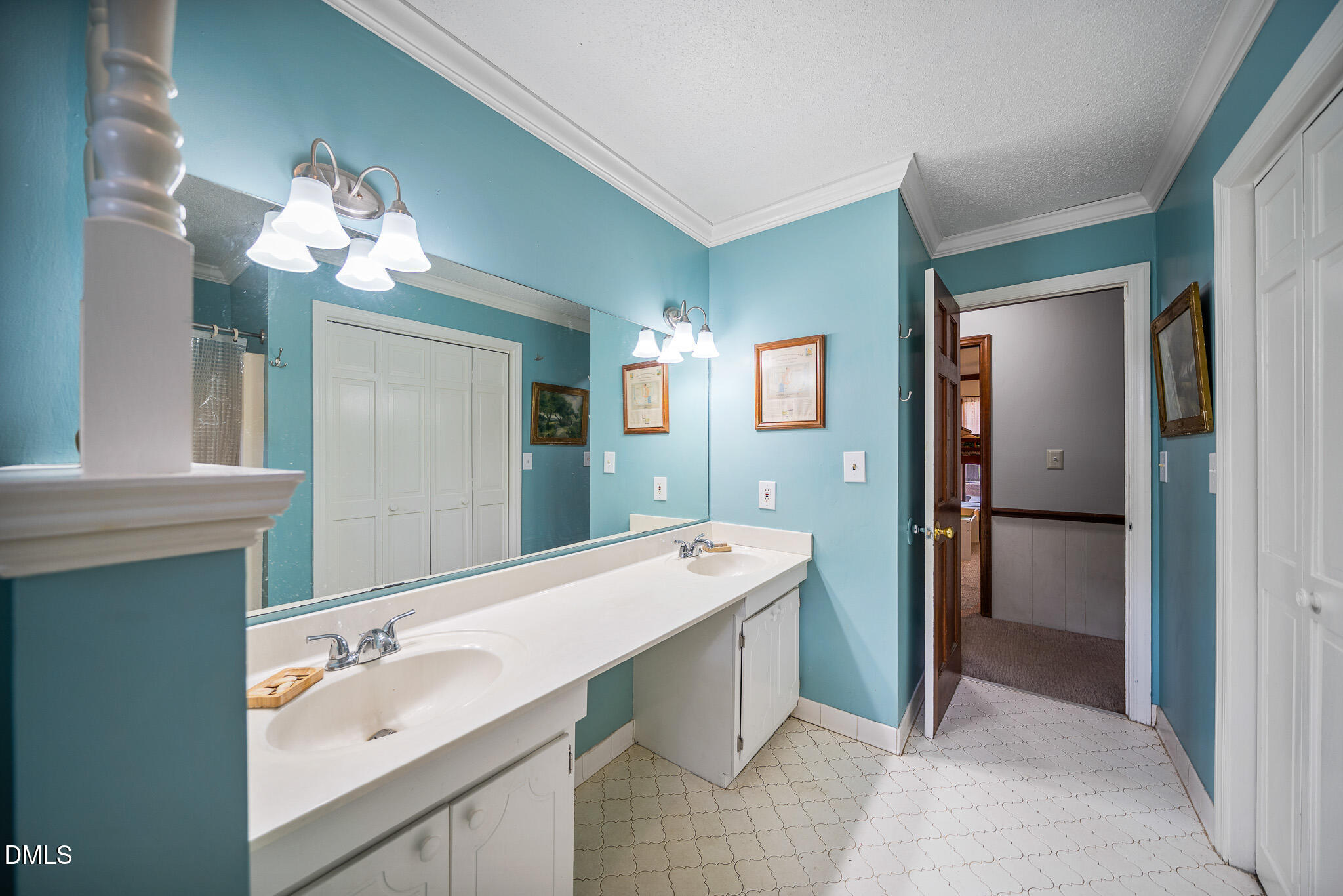 79 South Pleasant Street Angier, NC 27501 - Photo 19 of 52 a bathroom with a double vanity sink and a mirror
