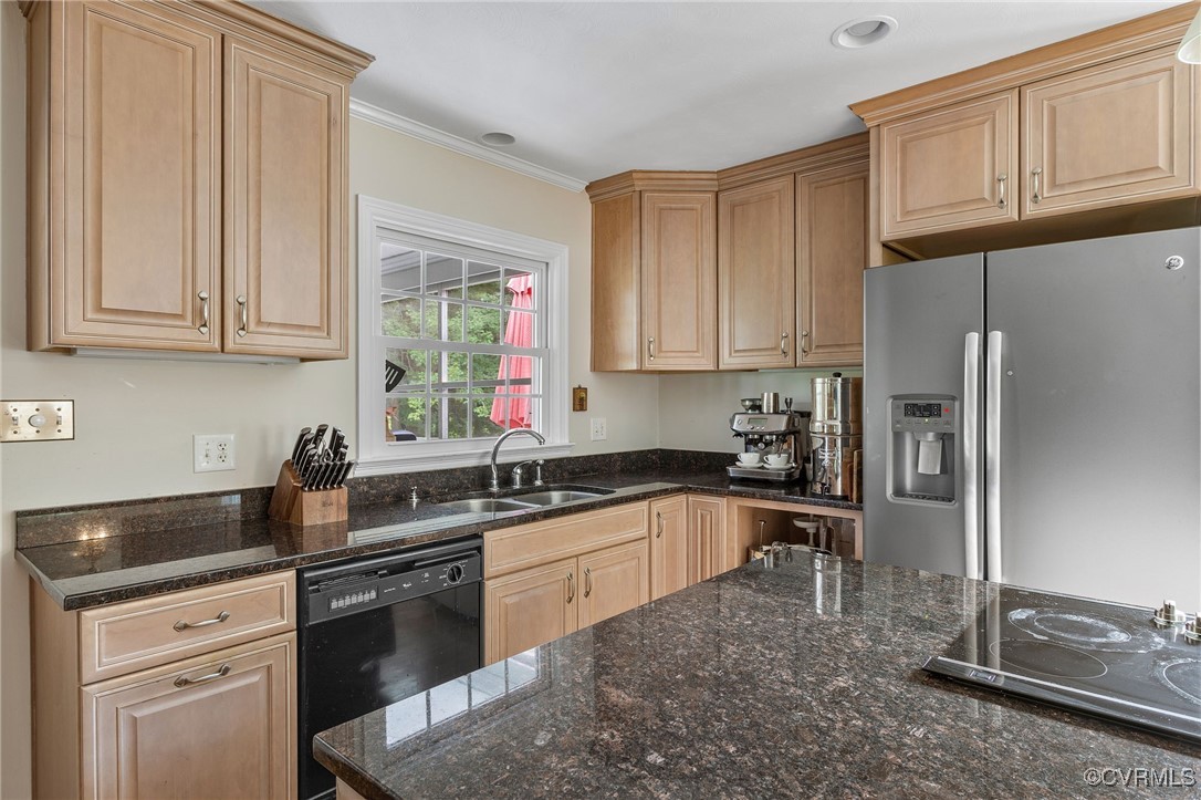 6412 Gaines Mill Road Mechanicsville, VA 23111 - Photo 10 of 33 a kitchen with granite countertop a sink stove and refrigerator