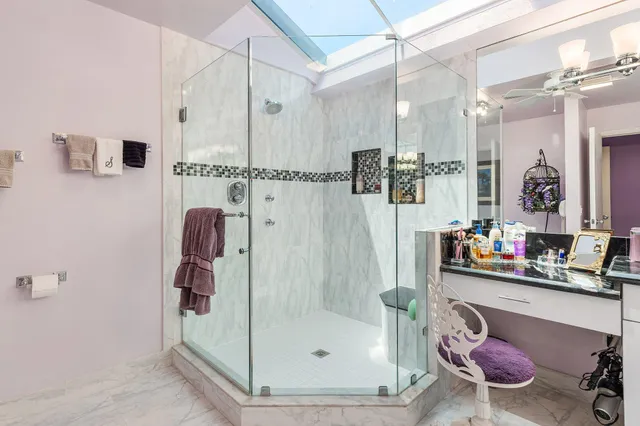 a view of an outdoor dining space with furniture