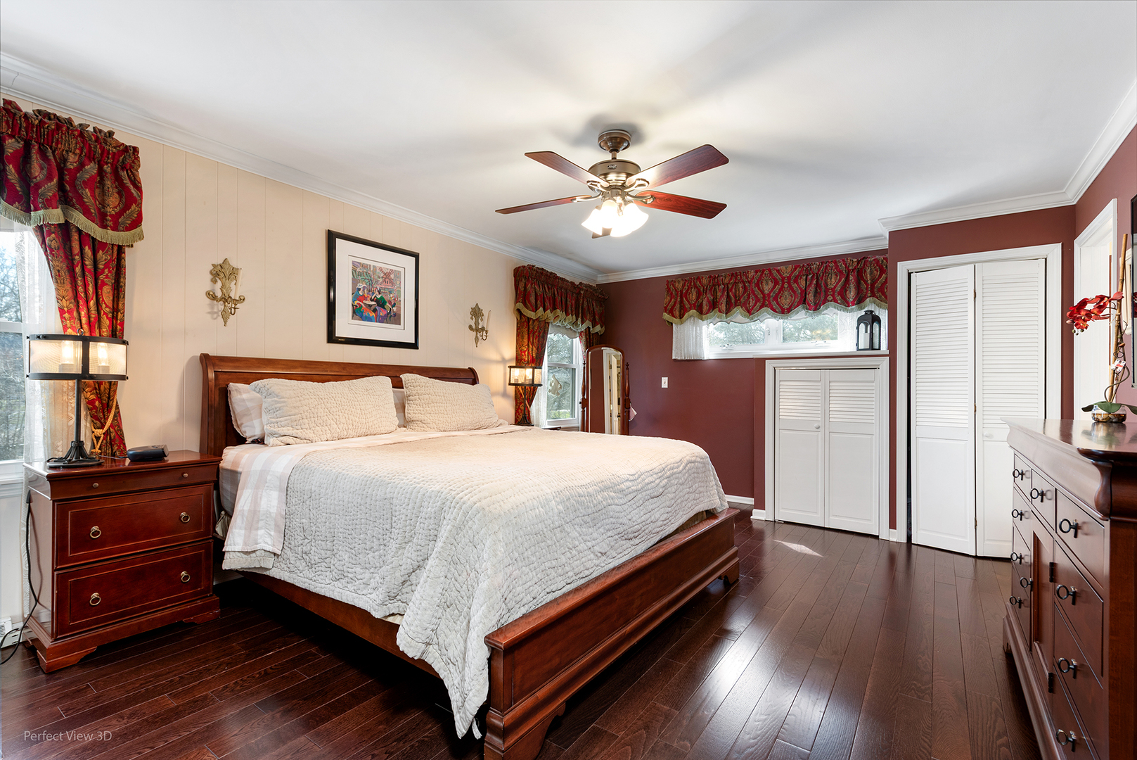 32-w050 Cedar Lane Wayne, IL 60184 - Photo 19 of 38 a bedroom with a bed and a chandelier
