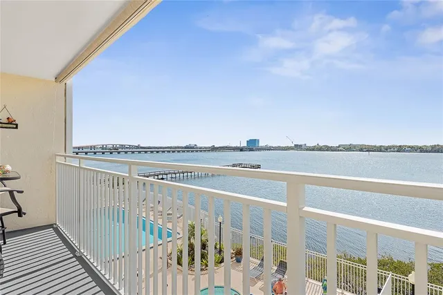 a view of a balcony with an outdoor space