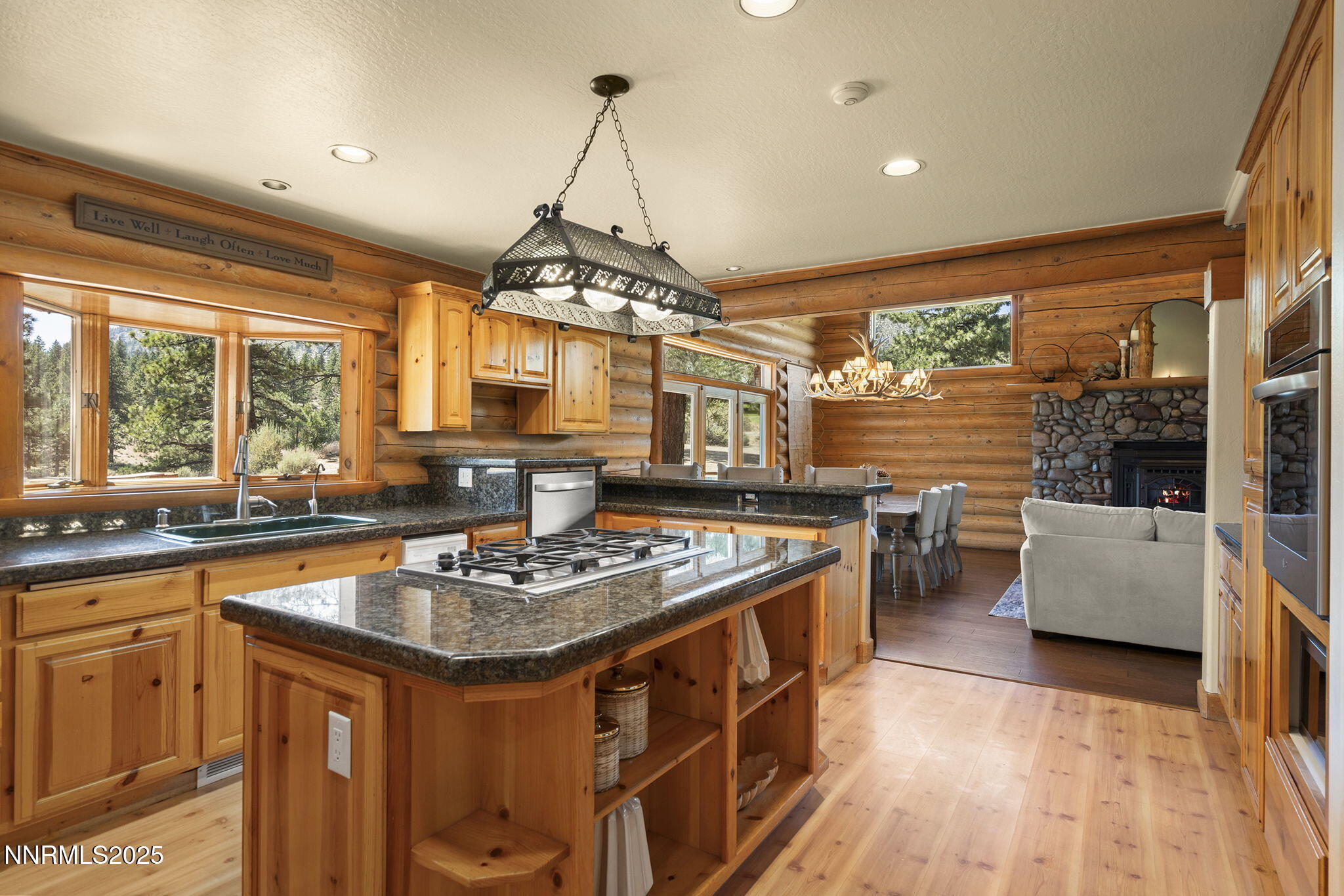 4684 Old Clear Creek Road Carson City, NV 89705 - Photo 19 of 46 a kitchen with stainless steel appliances granite countertop a stove and a view of living room