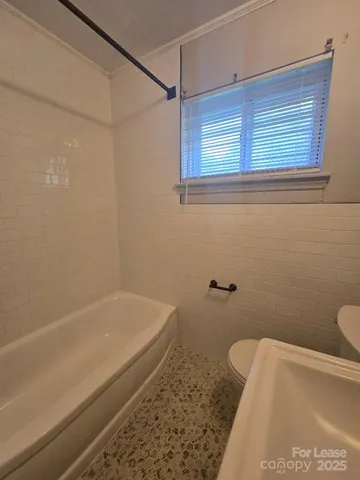 a bathroom with a shower and a toilet