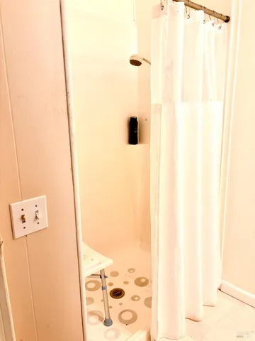 a bathroom with a shower