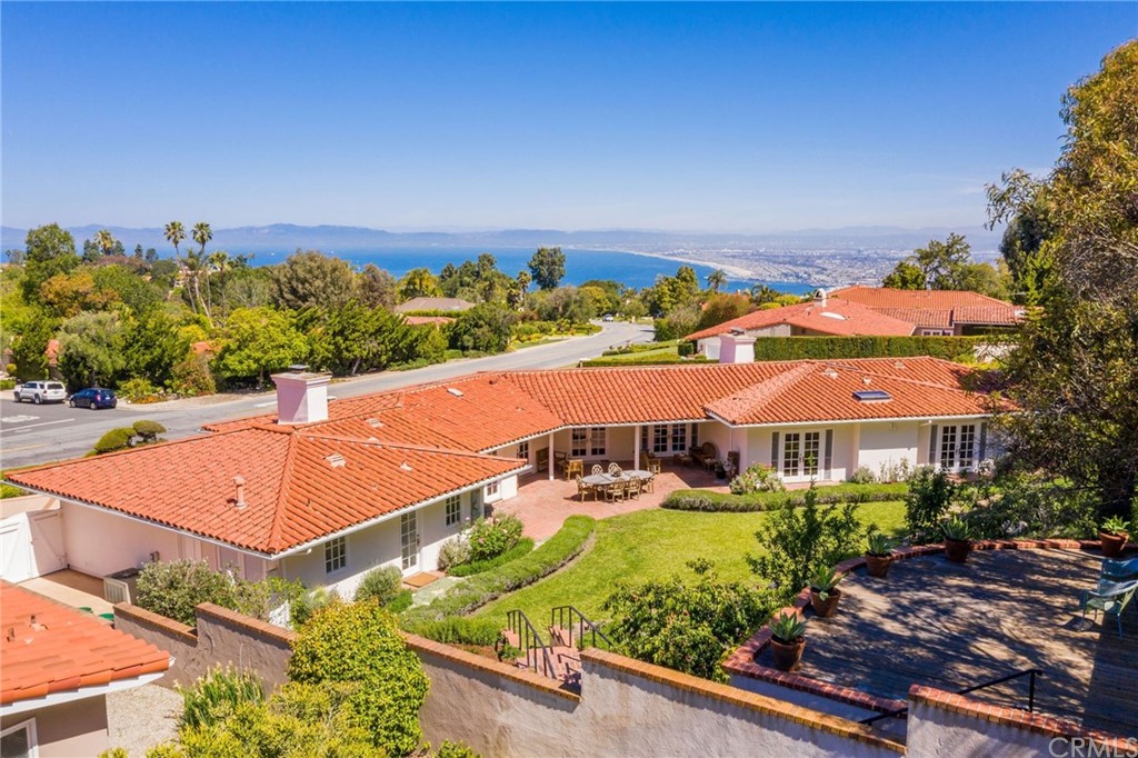 1300 Granvia Altamira Palos Verdes Estates, CA 90274 - Photo 58 of 60 an aerial view of a house with a swimming pool yard and outdoor seating