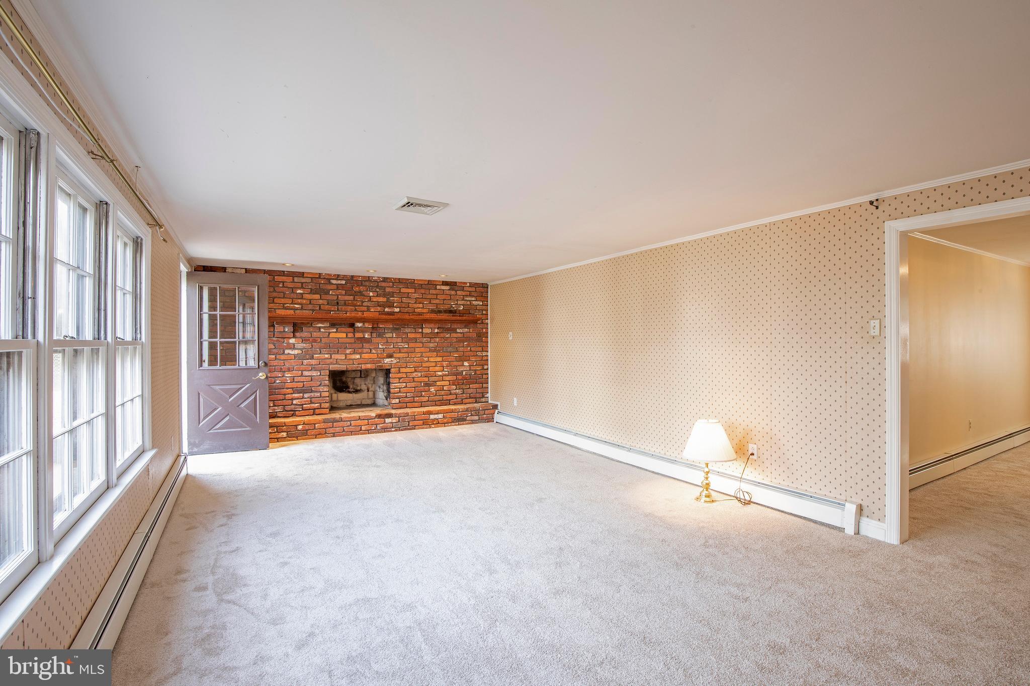 Family Room with newly installed carpeting
