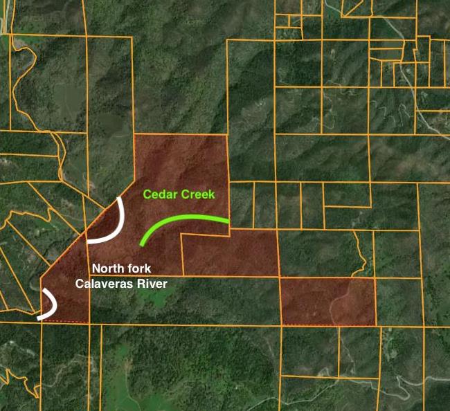 71 Hawver Road San Andreas, CA 95249 - Photo 50 of 96 Arial view of all four lots with approximate outlines of water. Combined total is 480 acres.