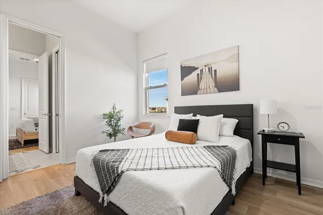 an aerial view of a house with a lake view