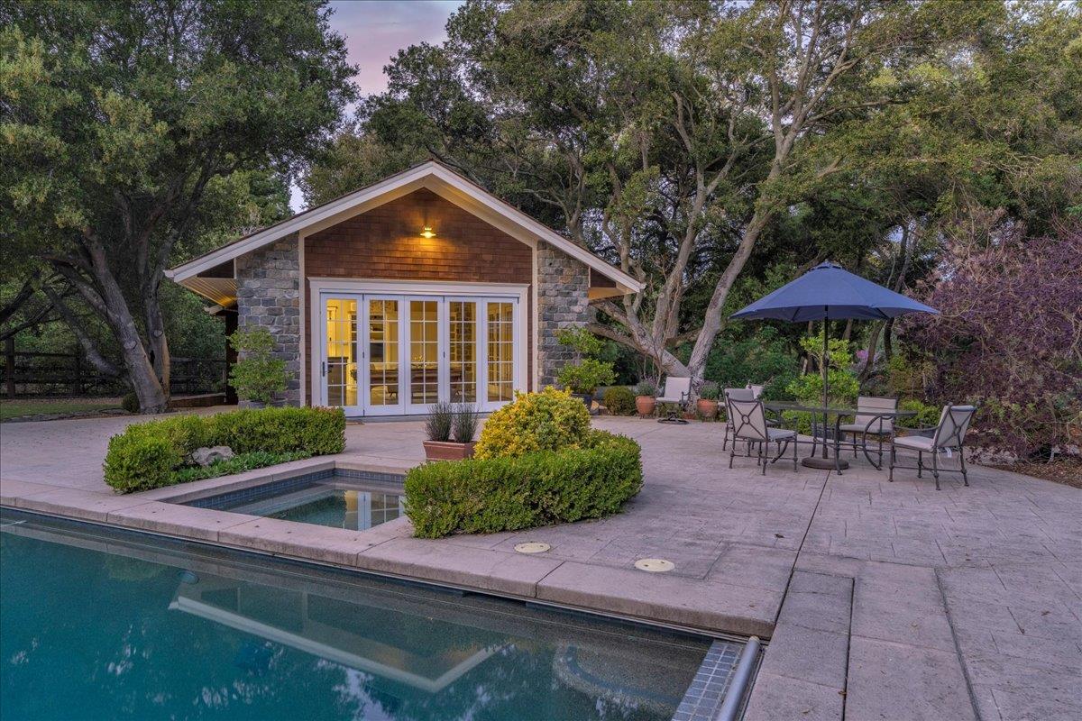 3510 Alpine Road Portola Valley, CA 94028 - Photo 51 of 77 a front view of house with yard and green space