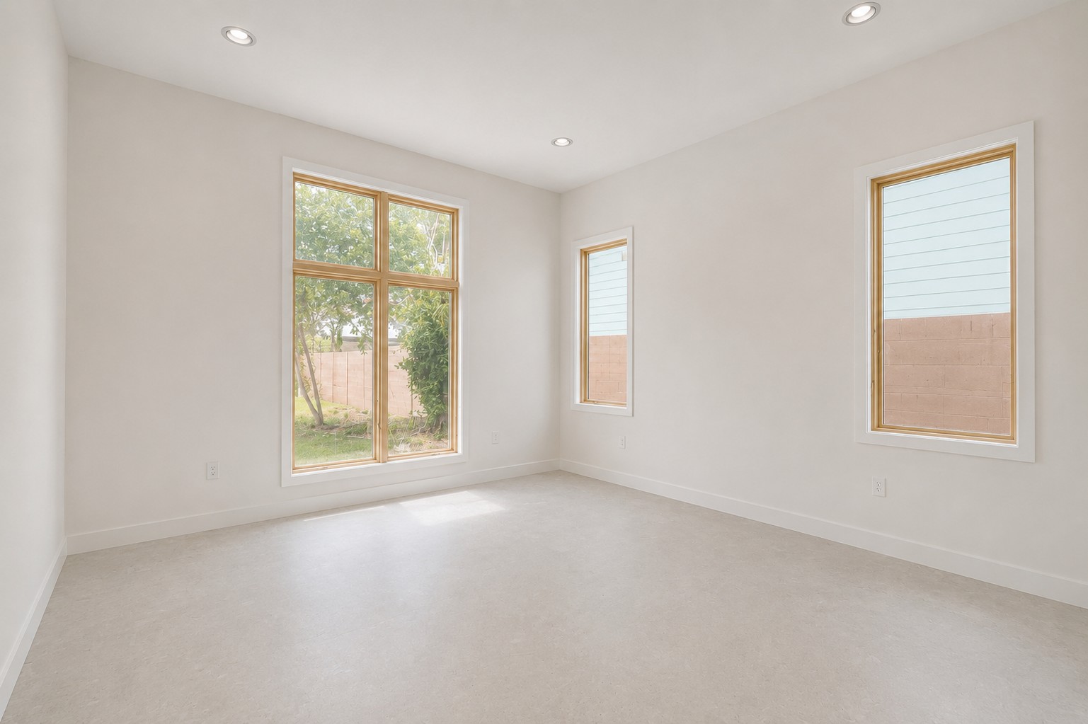 4603 Bucks Run Austin, TX 78744 - Photo 10 of 14 Spacious room featuring multiple windows with natural wood frames, recessed lighting, neutral wall tones, and light-colored flooring