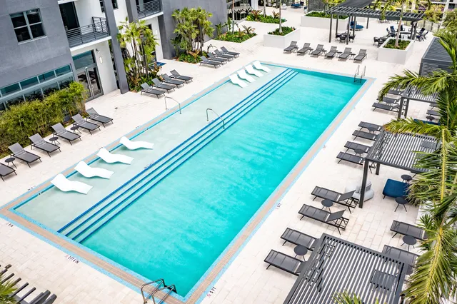 a view of swimming pool outdoor seating