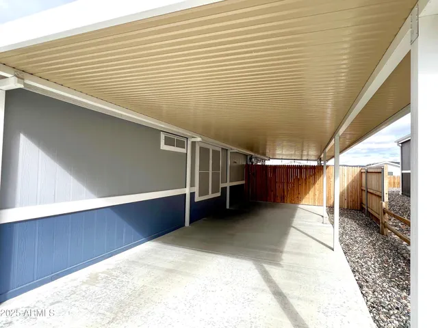 a view of a terrace with furniture