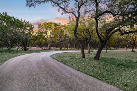 a view of a lake from a yard