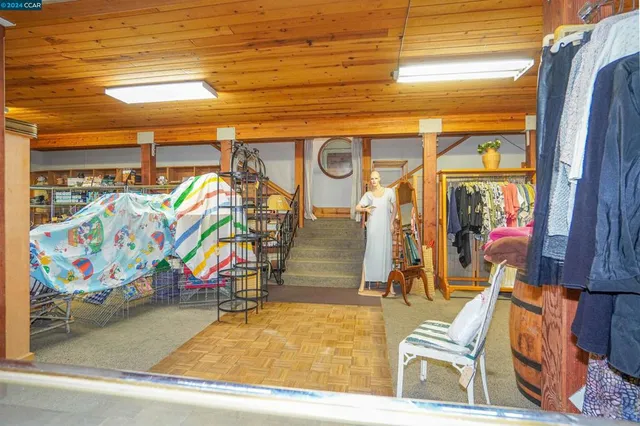 an outdoor space with seating