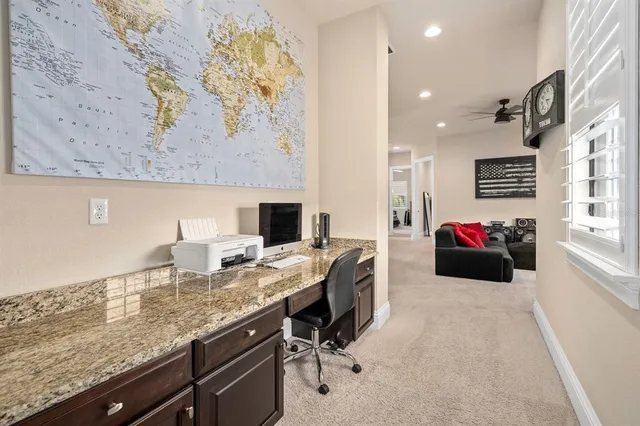 a view of a garden with a fountain