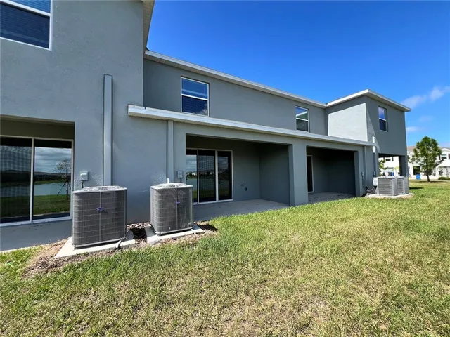 a view of a lake from a yard