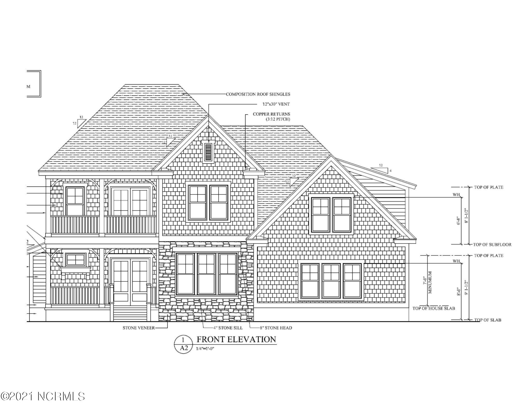 67 R Royal Tern Drive Hampstead, NC 28443 - Photo 2 of 14 FRONT ELEVATION - double stack front porch with side load garage. All white exterior with natural wood columns and white painted railing.