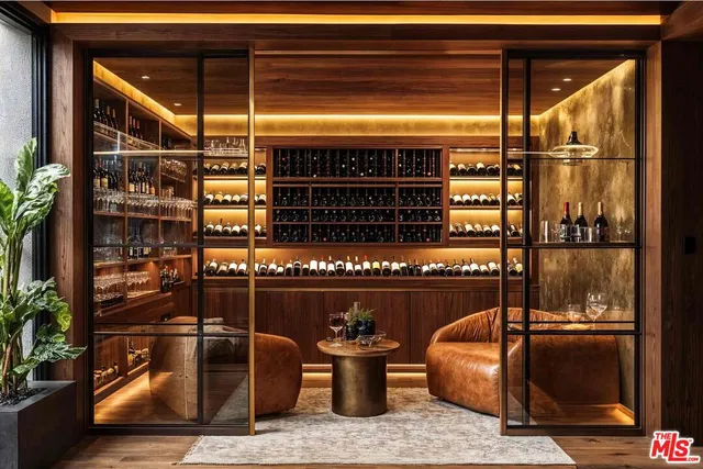 a room with water heater and a potted plant