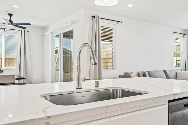 a close view of sink and mirror