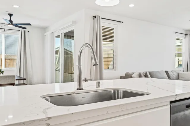 a close view of sink and mirror