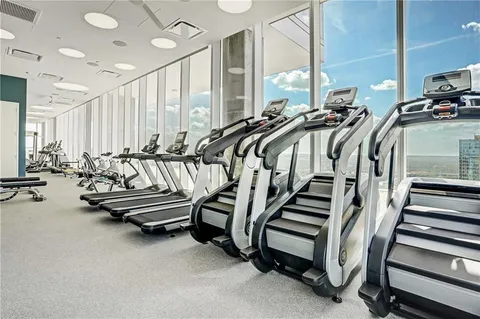 a view of a room with gym equipment