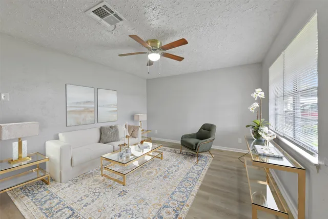 a living room with furniture