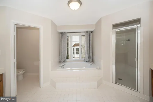 a bathroom with a bathtub sink and mirror