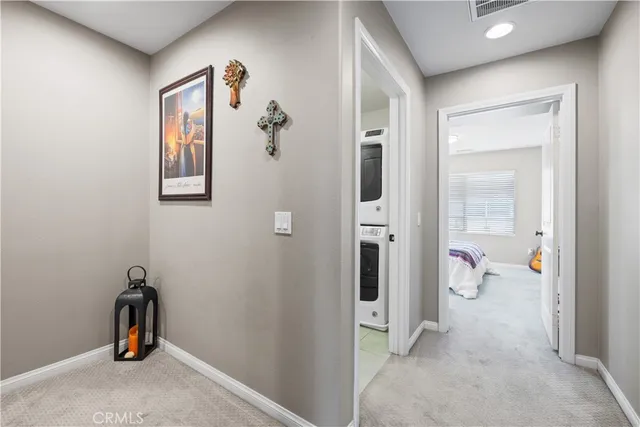 a view of a hallway with workspace