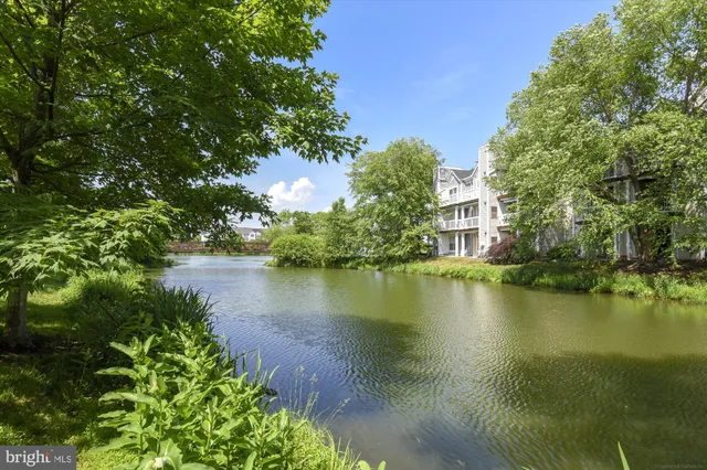 a view of a lake with houses